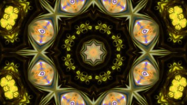 Soyut boya fırça mürekkep patlayabilir formanın düzgün kavramı simetrik desen süs dekoratif Kaleidoscope hareketi geometrik daire ve yıldız şekiller