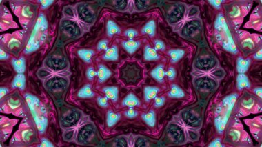 Soyut boya fırça mürekkep patlayabilir formanın düzgün kavramı simetrik desen süs dekoratif Kaleidoscope hareketi geometrik daire ve yıldız şekiller