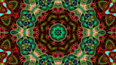 Soyut boya fırça mürekkep patlayabilir formanın düzgün kavramı simetrik desen süs dekoratif Kaleidoscope hareketi geometrik daire ve yıldız şekiller