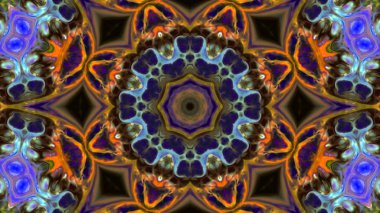 Soyut boya fırça mürekkep patlayabilir formanın düzgün kavramı simetrik desen süs dekoratif Kaleidoscope hareketi geometrik daire ve yıldız şekiller