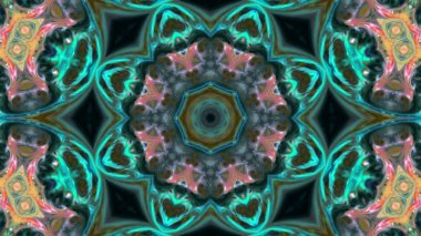 Soyut boya fırça mürekkep patlayabilir formanın düzgün kavramı simetrik desen süs dekoratif Kaleidoscope hareketi geometrik daire ve yıldız şekiller