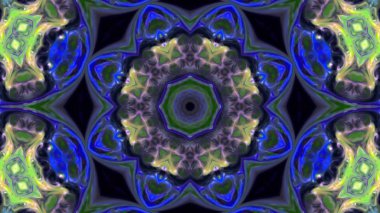 Soyut boya fırça mürekkep patlayabilir formanın düzgün kavramı simetrik desen süs dekoratif Kaleidoscope hareketi geometrik daire ve yıldız şekiller