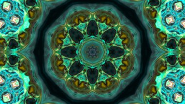 Soyut boya fırça mürekkep patlayabilir formanın düzgün kavramı simetrik desen süs dekoratif Kaleidoscope hareketi geometrik daire ve yıldız şekiller