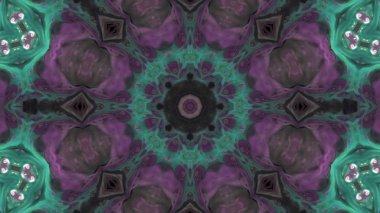 Soyut boya fırça mürekkep patlayabilir formanın düzgün kavramı simetrik desen süs dekoratif Kaleidoscope hareketi geometrik daire ve yıldız şekiller