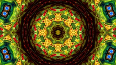 Soyut boya fırça mürekkep patlayabilir formanın düzgün kavramı simetrik desen süs dekoratif Kaleidoscope hareketi geometrik daire ve yıldız şekiller