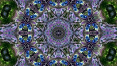 Soyut boya fırça mürekkep patlayabilir formanın düzgün kavramı simetrik desen süs dekoratif Kaleidoscope hareketi geometrik daire ve yıldız şekiller