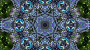 Soyut boya fırça mürekkep patlayabilir formanın düzgün kavramı simetrik desen süs dekoratif Kaleidoscope hareketi geometrik daire ve yıldız şekiller