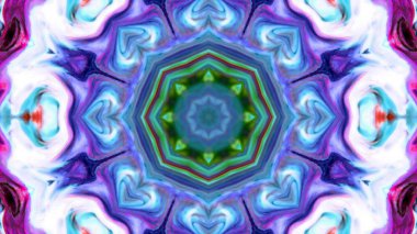 Soyut boya fırça mürekkep patlayabilir formanın düzgün kavramı simetrik desen süs dekoratif Kaleidoscope hareketi geometrik daire ve yıldız şekiller