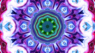 Soyut boya fırça mürekkep patlayabilir formanın düzgün kavramı simetrik desen süs dekoratif Kaleidoscope hareketi geometrik daire ve yıldız şekiller