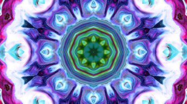 Soyut boya fırça mürekkep patlayabilir formanın düzgün kavramı simetrik desen süs dekoratif Kaleidoscope hareketi geometrik daire ve yıldız şekiller