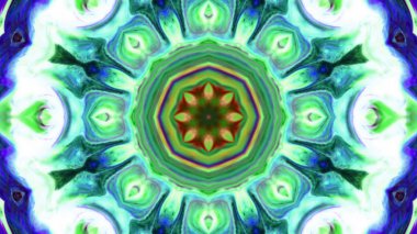 Soyut boya fırça mürekkep patlayabilir formanın düzgün kavramı simetrik desen süs dekoratif Kaleidoscope hareketi geometrik daire ve yıldız şekiller