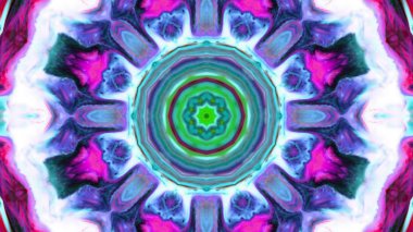 Soyut boya fırça mürekkep patlayabilir formanın düzgün kavramı simetrik desen süs dekoratif Kaleidoscope hareketi geometrik daire ve yıldız şekiller