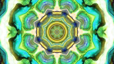 Soyut boya fırça mürekkep patlayabilir formanın düzgün kavramı simetrik desen süs dekoratif Kaleidoscope hareketi geometrik daire ve yıldız şekiller