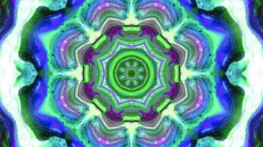 Soyut boya fırça mürekkep patlayabilir formanın düzgün kavramı simetrik desen süs dekoratif Kaleidoscope hareketi geometrik daire ve yıldız şekiller