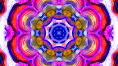 Soyut boya fırça mürekkep patlayabilir formanın düzgün kavramı simetrik desen süs dekoratif Kaleidoscope hareketi geometrik daire ve yıldız şekiller