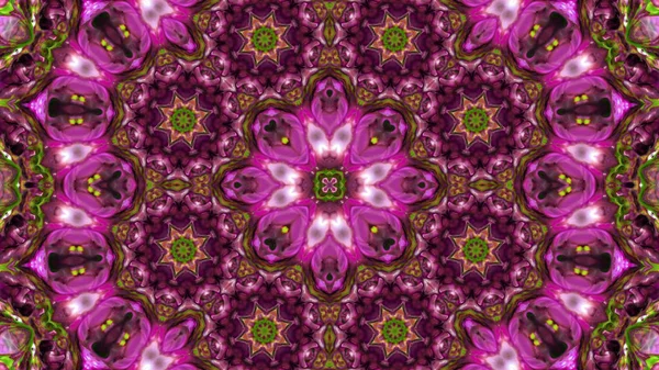 Soyut boya fırça mürekkep patlayabilir formanın düzgün kavramı simetrik desen süs dekoratif Kaleidoscope hareketi geometrik daire ve yıldız şekiller