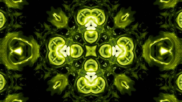 Soyut boya fırça mürekkep patlayabilir formanın düzgün kavramı simetrik desen süs dekoratif Kaleidoscope hareketi geometrik daire ve yıldız şekiller