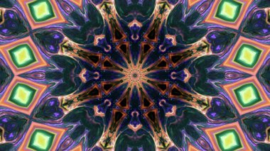 Soyut boya fırça mürekkep patlayabilir formanın düzgün kavramı simetrik desen süs dekoratif Kaleidoscope hareketi geometrik daire ve yıldız şekiller