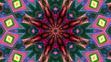 Soyut boya fırça mürekkep patlayabilir formanın düzgün kavramı simetrik desen süs dekoratif Kaleidoscope hareketi geometrik daire ve yıldız şekiller