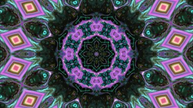 Soyut boya fırça mürekkep patlayabilir formanın düzgün kavramı simetrik desen süs dekoratif Kaleidoscope hareketi geometrik daire ve yıldız şekiller