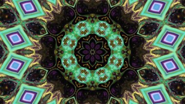 Soyut boya fırça mürekkep patlayabilir formanın düzgün kavramı simetrik desen süs dekoratif Kaleidoscope hareketi geometrik daire ve yıldız şekiller