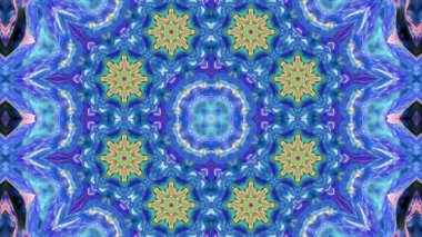 Soyut boya fırça mürekkep patlayabilir formanın düzgün kavramı simetrik desen süs dekoratif Kaleidoscope hareketi geometrik daire ve yıldız şekiller