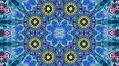 Soyut boya fırça mürekkep patlayabilir formanın düzgün kavramı simetrik desen süs dekoratif Kaleidoscope hareketi geometrik daire ve yıldız şekiller