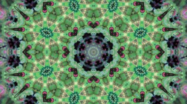 Soyut boya fırça mürekkep patlayabilir formanın düzgün kavramı simetrik desen süs dekoratif Kaleidoscope hareketi geometrik daire ve yıldız şekiller