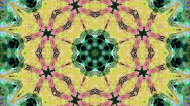 Soyut boya fırça mürekkep patlayabilir formanın düzgün kavramı simetrik desen süs dekoratif Kaleidoscope hareketi geometrik daire ve yıldız şekiller