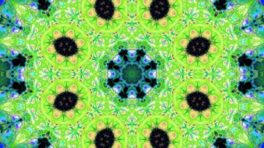 Soyut boya fırça mürekkep patlayabilir formanın düzgün kavramı simetrik desen süs dekoratif Kaleidoscope hareketi geometrik daire ve yıldız şekiller