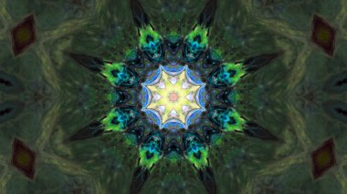 Soyut boya fırça mürekkep patlayabilir formanın düzgün kavramı simetrik desen süs dekoratif Kaleidoscope hareketi geometrik daire ve yıldız şekiller