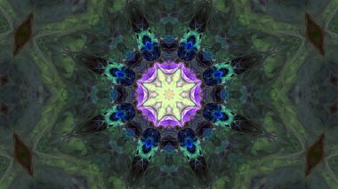 Soyut boya fırça mürekkep patlayabilir formanın düzgün kavramı simetrik desen süs dekoratif Kaleidoscope hareketi geometrik daire ve yıldız şekiller