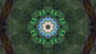 Soyut boya fırça mürekkep patlayabilir formanın düzgün kavramı simetrik desen süs dekoratif Kaleidoscope hareketi geometrik daire ve yıldız şekiller