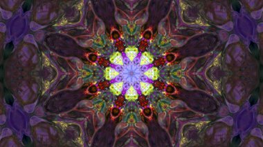 Soyut boya fırça mürekkep patlayabilir formanın düzgün kavramı simetrik desen süs dekoratif Kaleidoscope hareketi geometrik daire ve yıldız şekiller