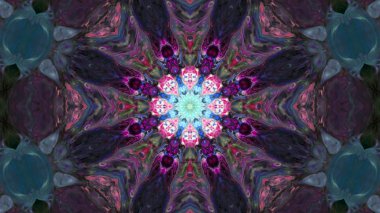 Soyut boya fırça mürekkep patlayabilir formanın düzgün kavramı simetrik desen süs dekoratif Kaleidoscope hareketi geometrik daire ve yıldız şekiller