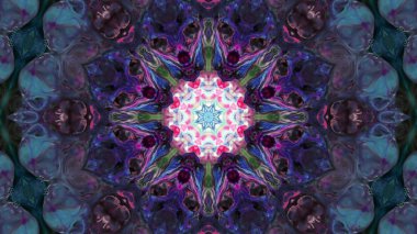 Soyut boya fırça mürekkep patlayabilir formanın düzgün kavramı simetrik desen süs dekoratif Kaleidoscope hareketi geometrik daire ve yıldız şekiller