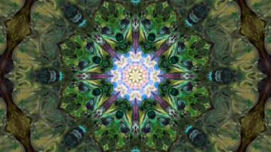 Soyut boya fırça mürekkep patlayabilir formanın düzgün kavramı simetrik desen süs dekoratif Kaleidoscope hareketi geometrik daire ve yıldız şekiller