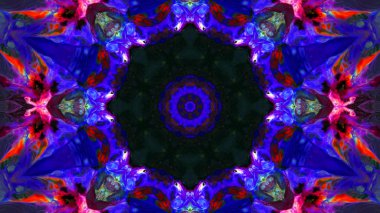 Soyut boya fırça mürekkep patlayabilir formanın düzgün kavramı simetrik desen süs dekoratif Kaleidoscope hareketi geometrik daire ve yıldız şekiller