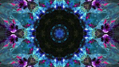 Soyut boya fırça mürekkep patlayabilir formanın düzgün kavramı simetrik desen süs dekoratif Kaleidoscope hareketi geometrik daire ve yıldız şekiller