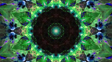 Soyut boya fırça mürekkep patlayabilir formanın düzgün kavramı simetrik desen süs dekoratif Kaleidoscope hareketi geometrik daire ve yıldız şekiller