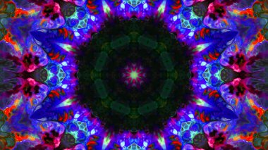 Soyut boya fırça mürekkep patlayabilir formanın düzgün kavramı simetrik desen süs dekoratif Kaleidoscope hareketi geometrik daire ve yıldız şekiller