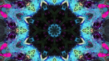 Soyut boya fırça mürekkep patlayabilir formanın düzgün kavramı simetrik desen süs dekoratif Kaleidoscope hareketi geometrik daire ve yıldız şekiller