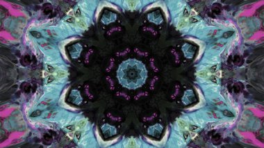 Soyut boya fırça mürekkep patlayabilir formanın düzgün kavramı simetrik desen süs dekoratif Kaleidoscope hareketi geometrik daire ve yıldız şekiller