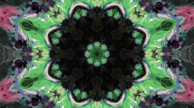 Soyut boya fırça mürekkep patlayabilir formanın düzgün kavramı simetrik desen süs dekoratif Kaleidoscope hareketi geometrik daire ve yıldız şekiller