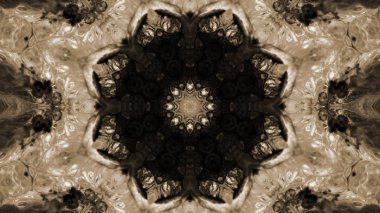 Soyut boya fırça mürekkep patlayabilir formanın düzgün kavramı simetrik desen süs dekoratif Kaleidoscope hareketi geometrik daire ve yıldız şekiller