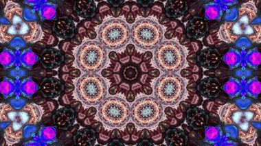 Soyut boya fırça mürekkep patlayabilir formanın düzgün kavramı simetrik desen süs dekoratif Kaleidoscope hareketi geometrik daire ve yıldız şekiller