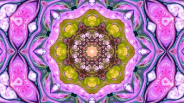 Soyut boya fırça mürekkep patlayabilir formanın düzgün kavramı simetrik desen süs dekoratif Kaleidoscope hareketi geometrik daire ve yıldız şekiller