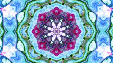 Soyut boya fırça mürekkep patlayabilir formanın düzgün kavramı simetrik desen süs dekoratif Kaleidoscope hareketi geometrik daire ve yıldız şekiller