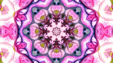 Soyut boya fırça mürekkep patlayabilir formanın düzgün kavramı simetrik desen süs dekoratif Kaleidoscope hareketi geometrik daire ve yıldız şekiller