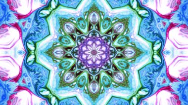 Soyut boya fırça mürekkep patlayabilir formanın düzgün kavramı simetrik desen süs dekoratif Kaleidoscope hareketi geometrik daire ve yıldız şekiller